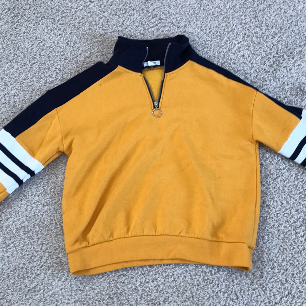 Garage yellow and blue quarter zip sweatshirt